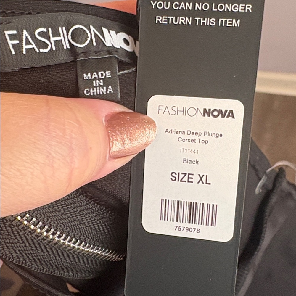Fashion Nova Adriana Deep Plunge Corset Top Black size XL - Picture 6 of 13